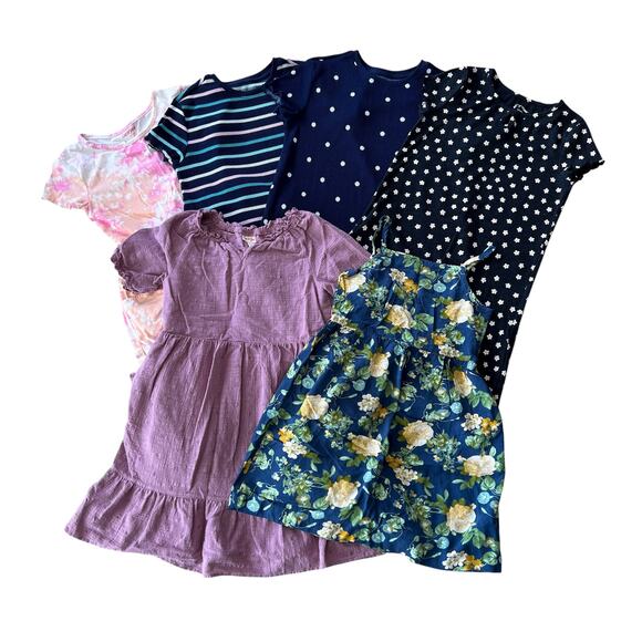 Lot of 6 Girl's Size L 10/12 Dresses Old Navy Cat & Jack Art Class Short Sleeves - Picture 1 of 9